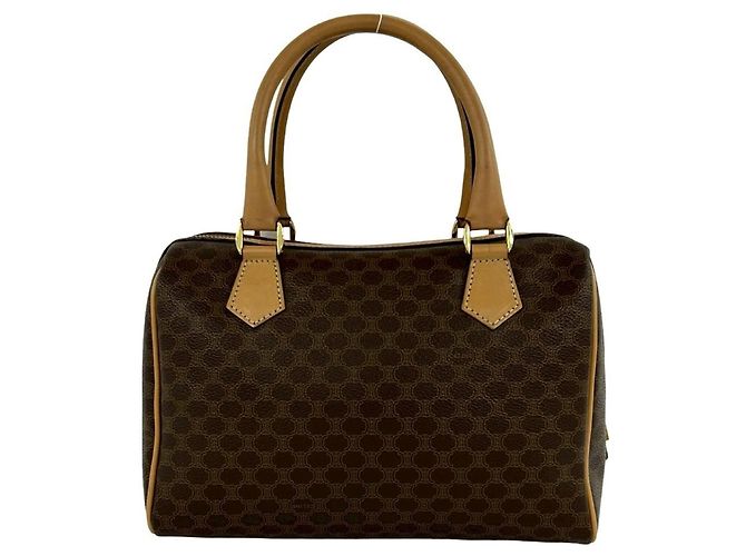 Céline Celine Vintage Macadam Blazon Logo Pattern Handtasche Braun - Ansicht 3