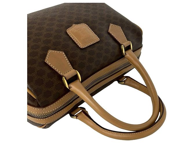Céline Celine Vintage Macadam Blazon Logo Pattern Handtasche Braun - Ansicht 4