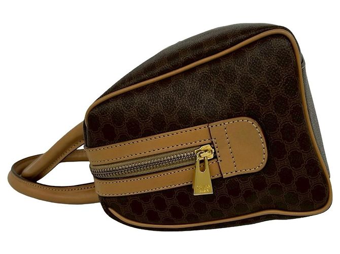 Céline Celine Vintage Macadam Blazon Logo Pattern Handtasche Braun - Ansicht 5