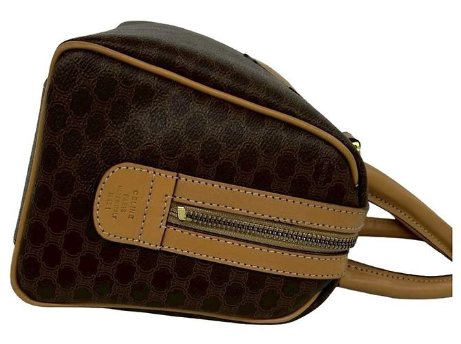 Céline Celine Vintage Macadam Blazon Logo Pattern Handtasche Braun - Ansicht 6
