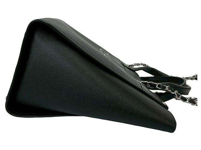 Borsa Tote Chanel Deauville Coco Mark Logo Nero - vista 6