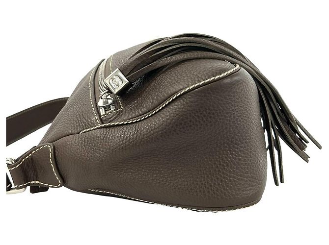 Borsa a tracolla e tote in pelle marrone Chanel - vista 5