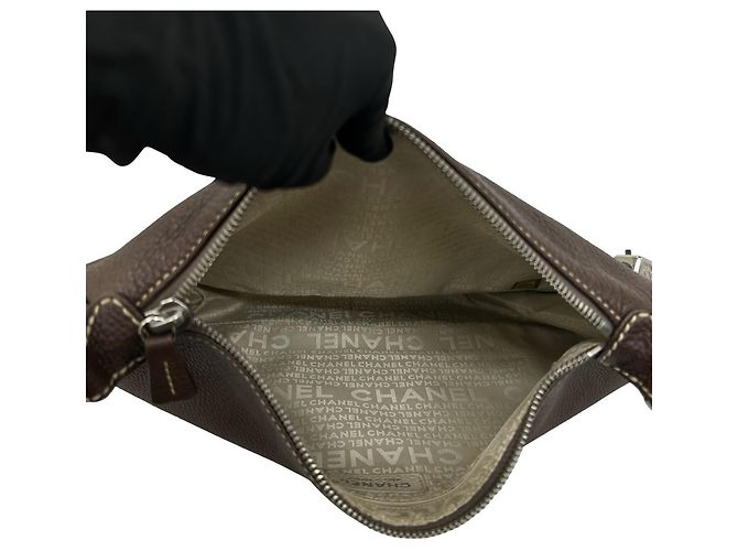 Borsa a tracolla e tote in pelle marrone Chanel - vista 9
