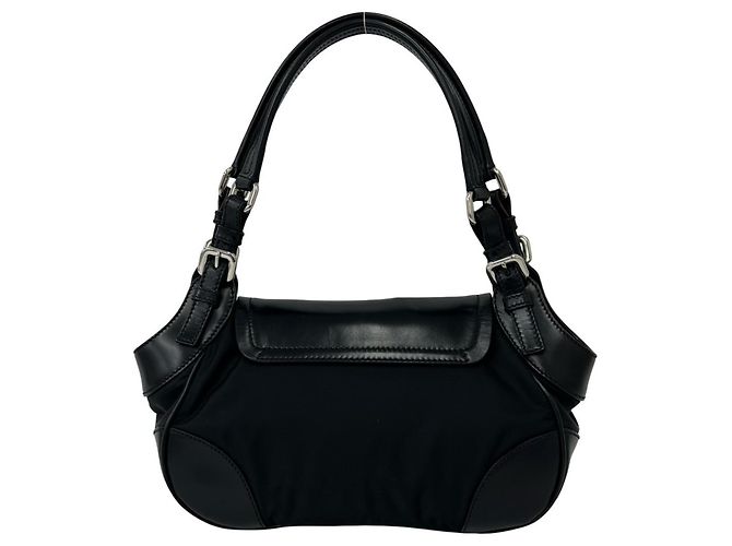 Mini borsa a tracolla in nylon Tessuto e pelle Prada Nero - vista 3