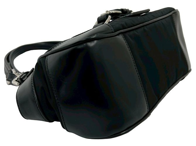 Mini borsa a tracolla in nylon Tessuto e pelle Prada Nero - vista 7