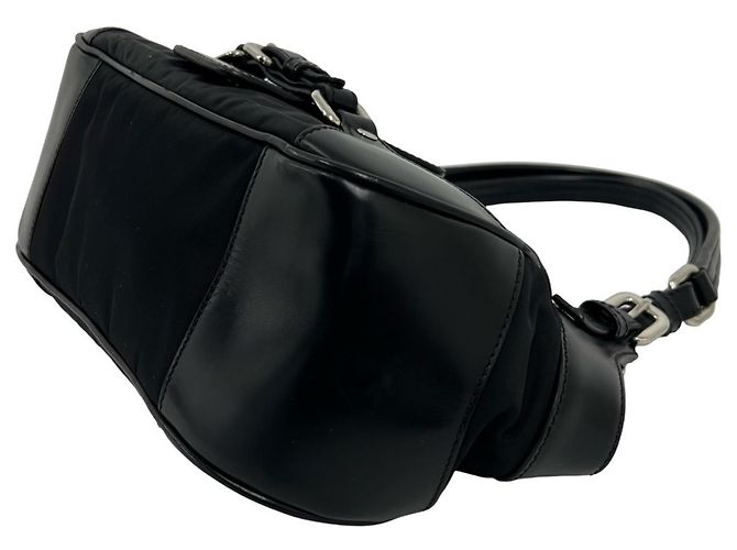 Mini borsa a tracolla in nylon Tessuto e pelle Prada Nero - vista 8