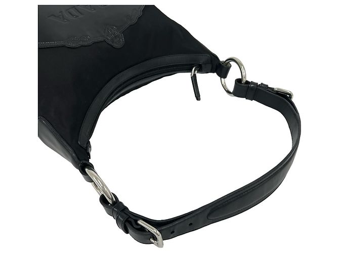 Tote Borsa a mano in nylon nero e pelle Prada - vista 4