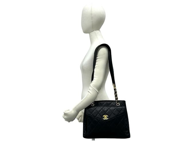 Borsa Tote Chanel Matelassé Coco Mark Black Nero - vista 2