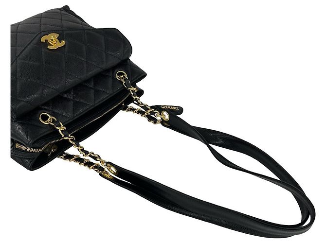 Borsa Tote Chanel Matelassé Coco Mark Black Nero - vista 4