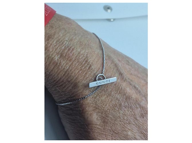 Bracciale Gucci in oro bianco con barra logo Argento - vista 2