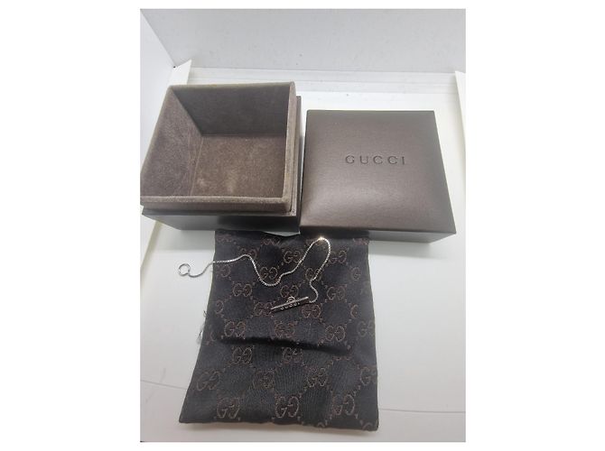 Bracciale Gucci in oro bianco con barra logo Argento - vista 4