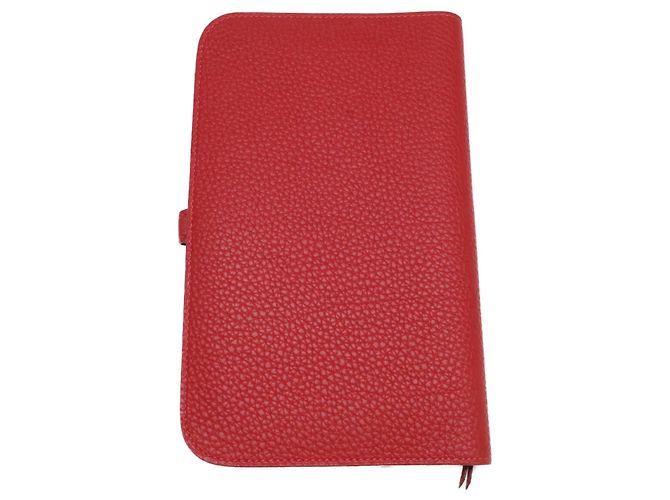 Hermès Cartera larga Hermes C-stamp Togo Dogon GM Roja - vista 6