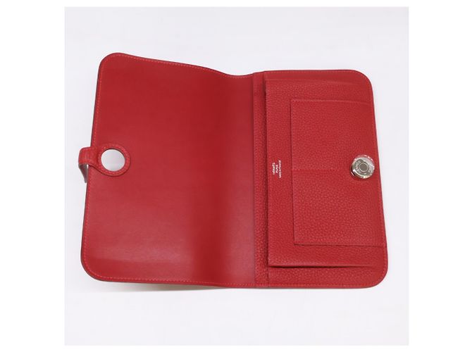 Hermès Cartera larga Hermes C-stamp Togo Dogon GM Roja - vista 7