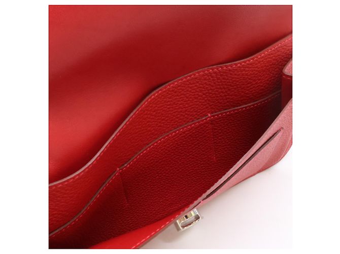 Hermès Cartera larga Hermes C-stamp Togo Dogon GM Roja - vista 8