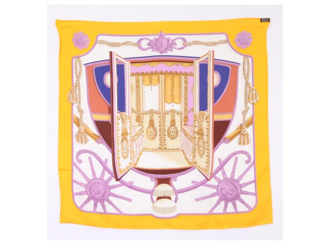 Hermès Sciarpa in seta Les Tambours Hermes in giallo - vista 2