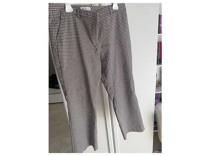 Autre Marque PT Torino Wool Houndstooth Pattern Trousers Black White Dark red - view 2