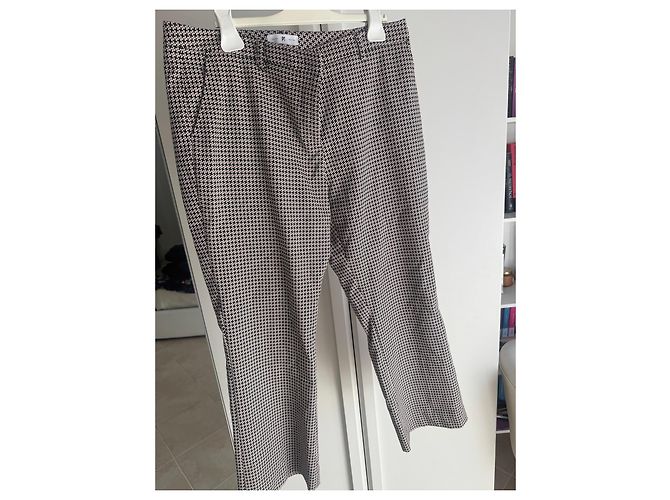Autre Marque PT Torino Wool Houndstooth Pattern Trousers Black White Dark red - view 3