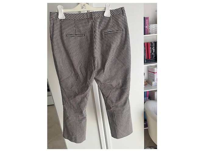 Autre Marque PT Torino Wool Houndstooth Pattern Trousers Black White Dark red - view 4