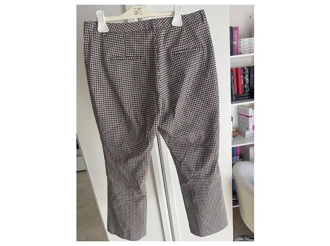 Autre Marque PT Torino Wool Houndstooth Pattern Trousers Black White Dark red - view 5