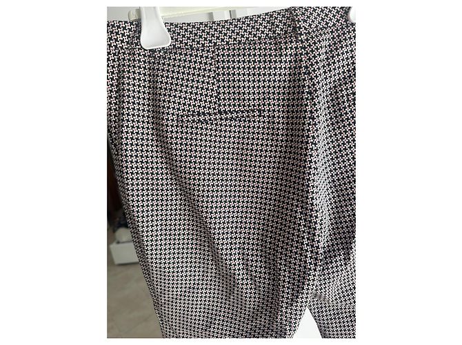 Autre Marque PT Torino Wool Houndstooth Pattern Trousers Black White Dark red - view 6