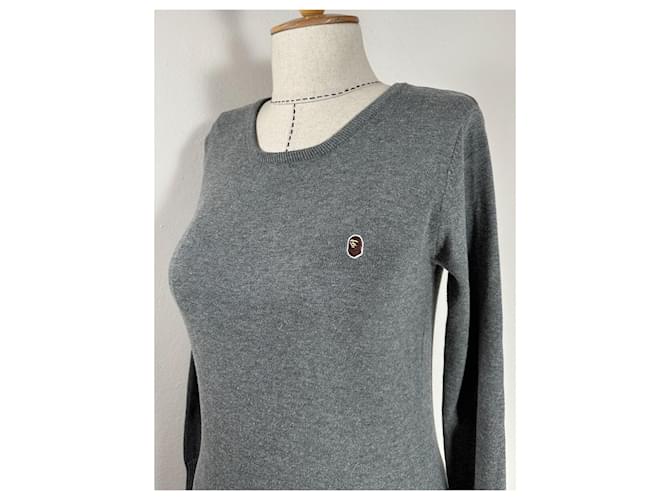 Autre Marque A Bathing Ape Grauer Baumwoll-Crewneck-Pullover - Ansicht 2