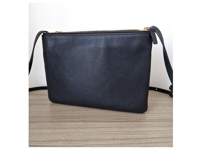 Céline Celine Trio Borsa a tracolla in pelle nera Nero - vista 14
