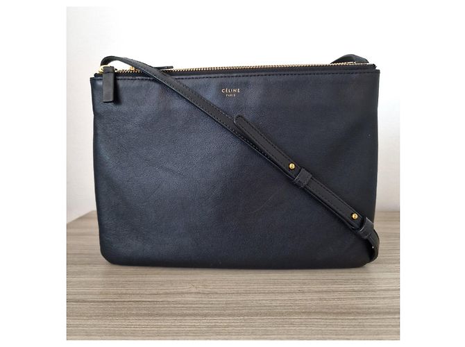 Céline Celine Trio Borsa a tracolla in pelle nera Nero - vista 2