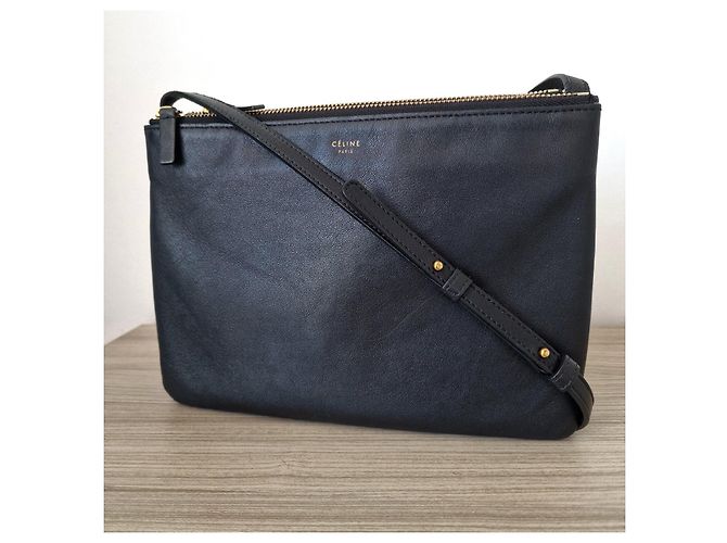 Céline Celine Trio Borsa a tracolla in pelle nera Nero - vista 3