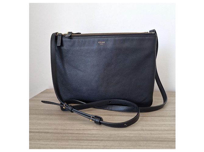 Céline Celine Trio Borsa a tracolla in pelle nera Nero - vista 4