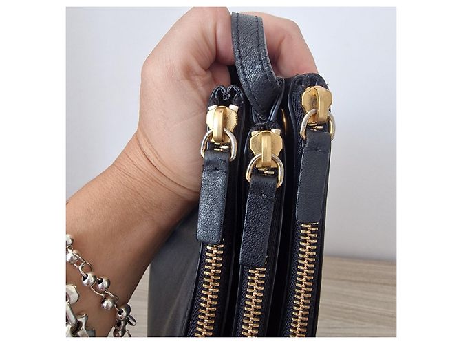 Céline Celine Trio Borsa a tracolla in pelle nera Nero - vista 8