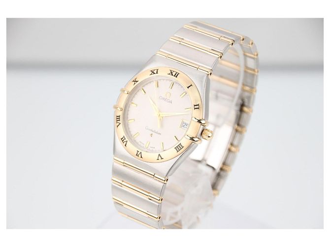 Omega Constellation 1212.30 Mostrador Branco Aço e Ouro Quartz 35mm Prata Dourado - vista 3