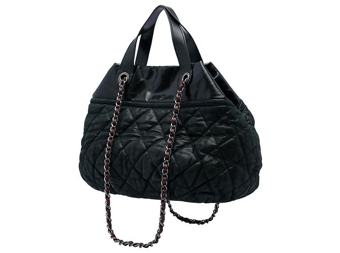 Borsa Chanel Black Large Quilted Iridescent Calfskin In The Mix Nero - vista 2
