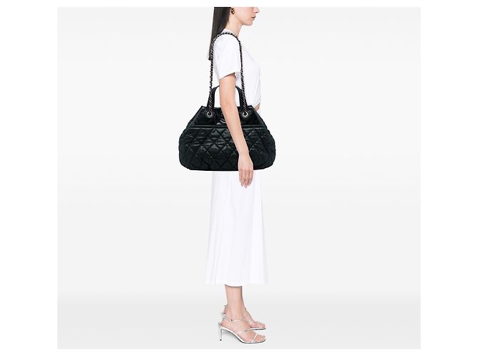 Borsa Chanel Black Large Quilted Iridescent Calfskin In The Mix Nero - vista 5