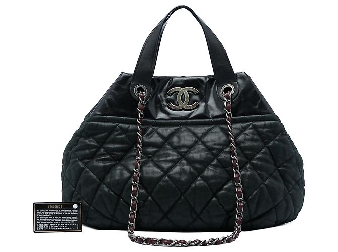 Borsa Chanel Black Large Quilted Iridescent Calfskin In The Mix Nero - vista 6
