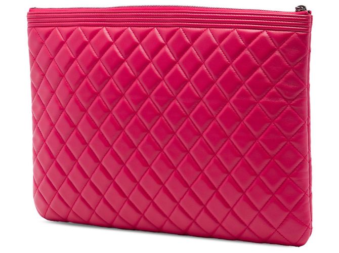 Clutch Chanel Red Large Quilted Calfskin Chain Boy O Case Rosso - vista 2