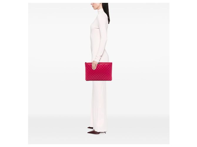 Clutch Chanel Red Large Quilted Calfskin Chain Boy O Case Rosso - vista 6