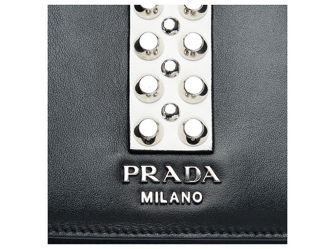 Prada Black City Calf and Saffiano Studded Elektra Crossbody Nero - vista 5
