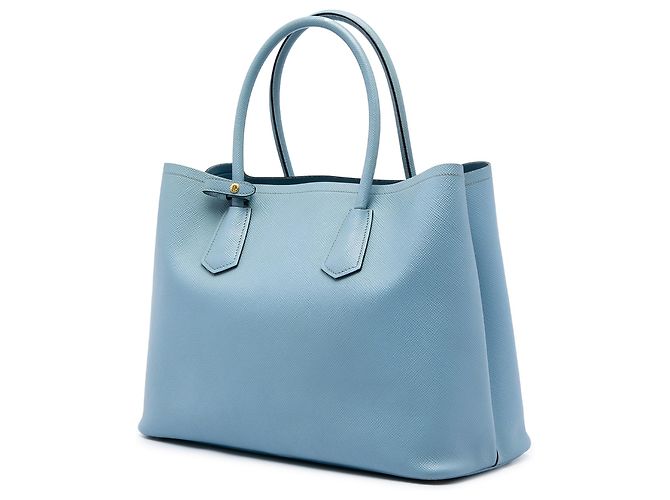 Prada Blue Large Saffiano Cuir Double Satchel Azul Azul claro - vista 2