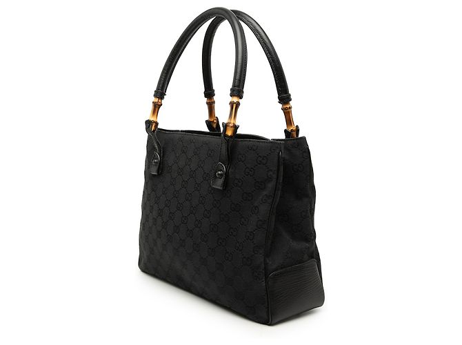 Gucci Black GG Canvas Bamboo Tote Schwarz - Ansicht 2