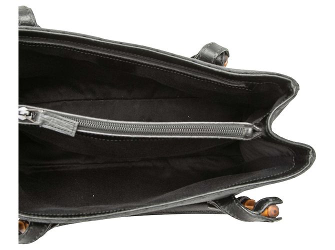 Gucci Black GG Canvas Bamboo Tote Schwarz - Ansicht 4
