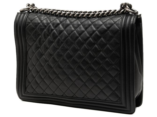 Chanel Black Large Quilted Lambskin Boy Flap Nero - vista 2