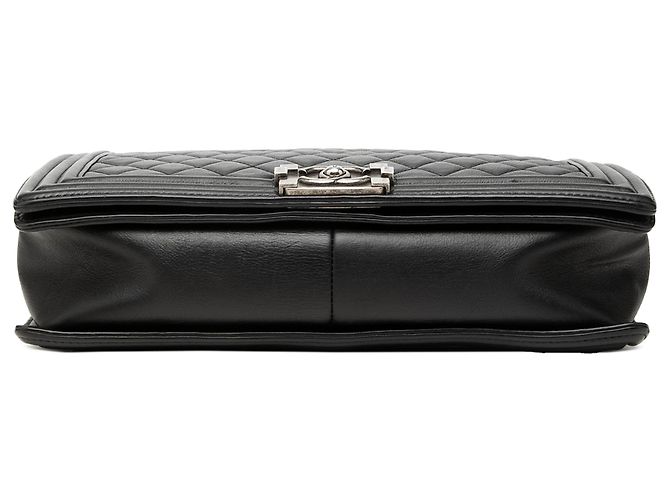 Chanel Black Large Quilted Lambskin Boy Flap Nero - vista 3