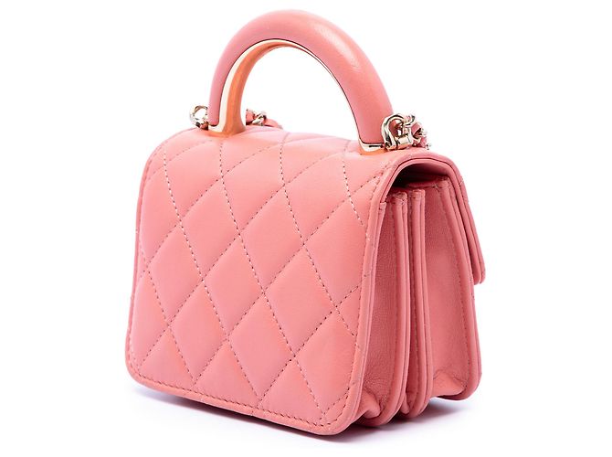 Chanel Pink Mini Lambskin Paris Le19M Charming Top Handle Flap Rosa - vista 2