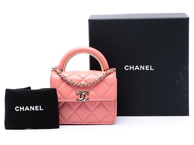 Chanel Pink Mini Lambskin Paris Le19M Charming Top Handle Flap Rosa - vista 7