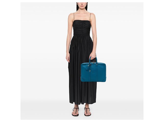 Louis Vuitton Porte Documents Voyage in pelle di vitello martellata blu - vista 6