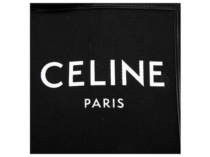 Cabas Céline Celine Tote Verticale Mini in Tela Nero - vista 5