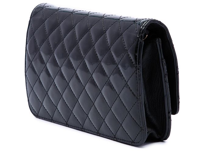 Wallet On Chain Portafoglio con catena Chanel Black Quilted Patent Golden Class Nero - vista 2