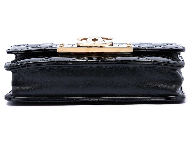 Wallet On Chain Portafoglio con catena Chanel Black Quilted Patent Golden Class Nero - vista 3
