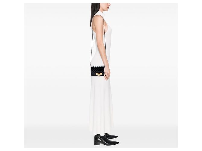 Wallet On Chain Portafoglio con catena Chanel Black Quilted Patent Golden Class Nero - vista 6