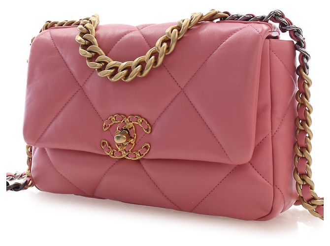Chanel Pink Medium Lambskin 19 Flap Rosa - vista 3